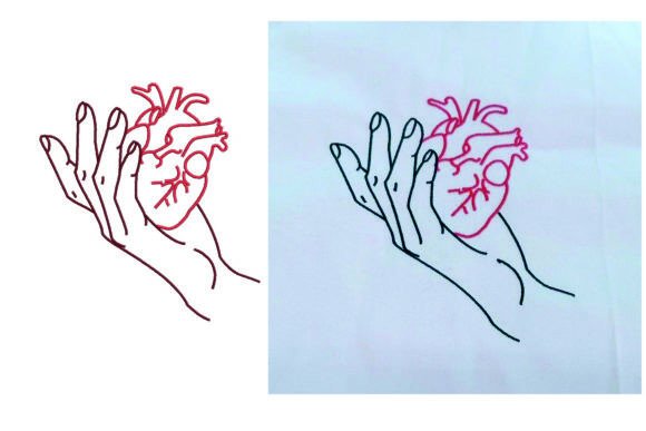 Hand with Heart Embroidery Review for Merch
