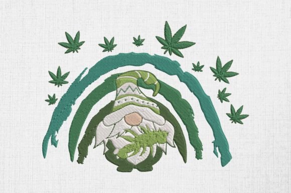 Hippie Weed Gnome: Playful Boho Embroidery for Etsy