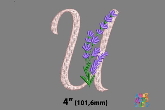 Letter U Floral Lavender Monogram