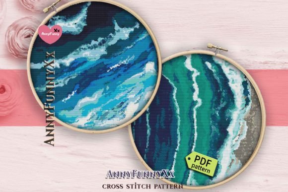 Set of 2 Ocean Wave Cross Stitch Pattern Review